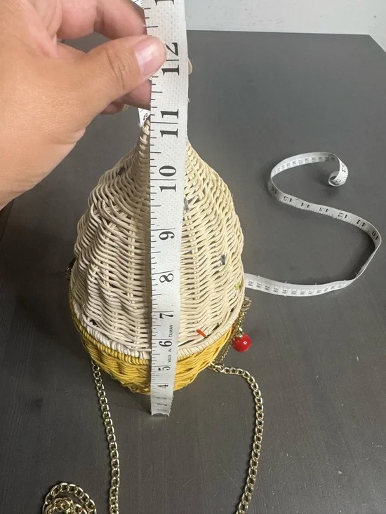 Betsey Johnson Wicker Ice Cream Cone Crossbody Bag Chain Shoulder Sprinkles - Picture 6 of 8